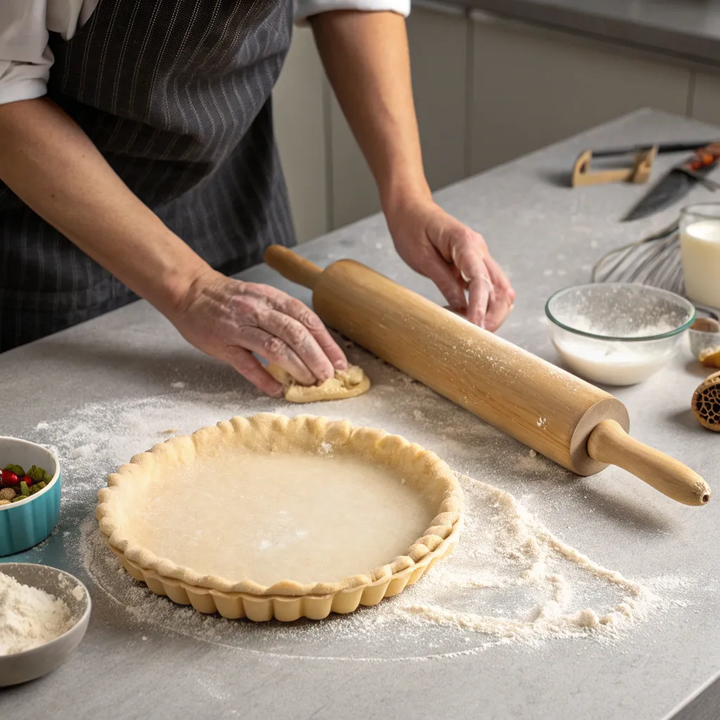 Instructor demonstrating pie crust techniques